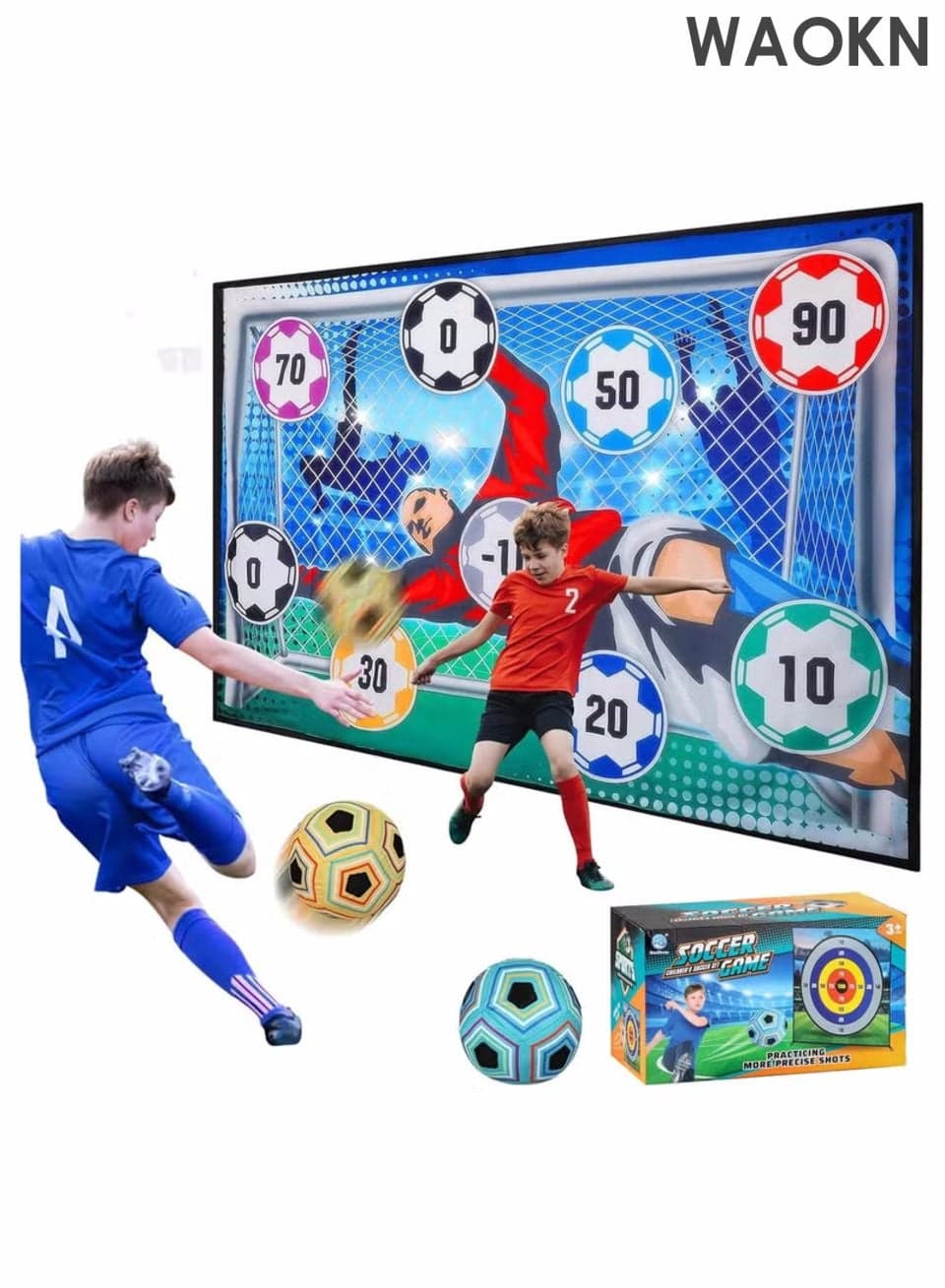 Multi functional nine grid football game, children's football, indoor and outdoor football games suitable for children and adults, football set, with 1 flannel football game blanket, 1 football, 4 adhesive hooks, 4 black ribbons, and 2 ground stakes.
