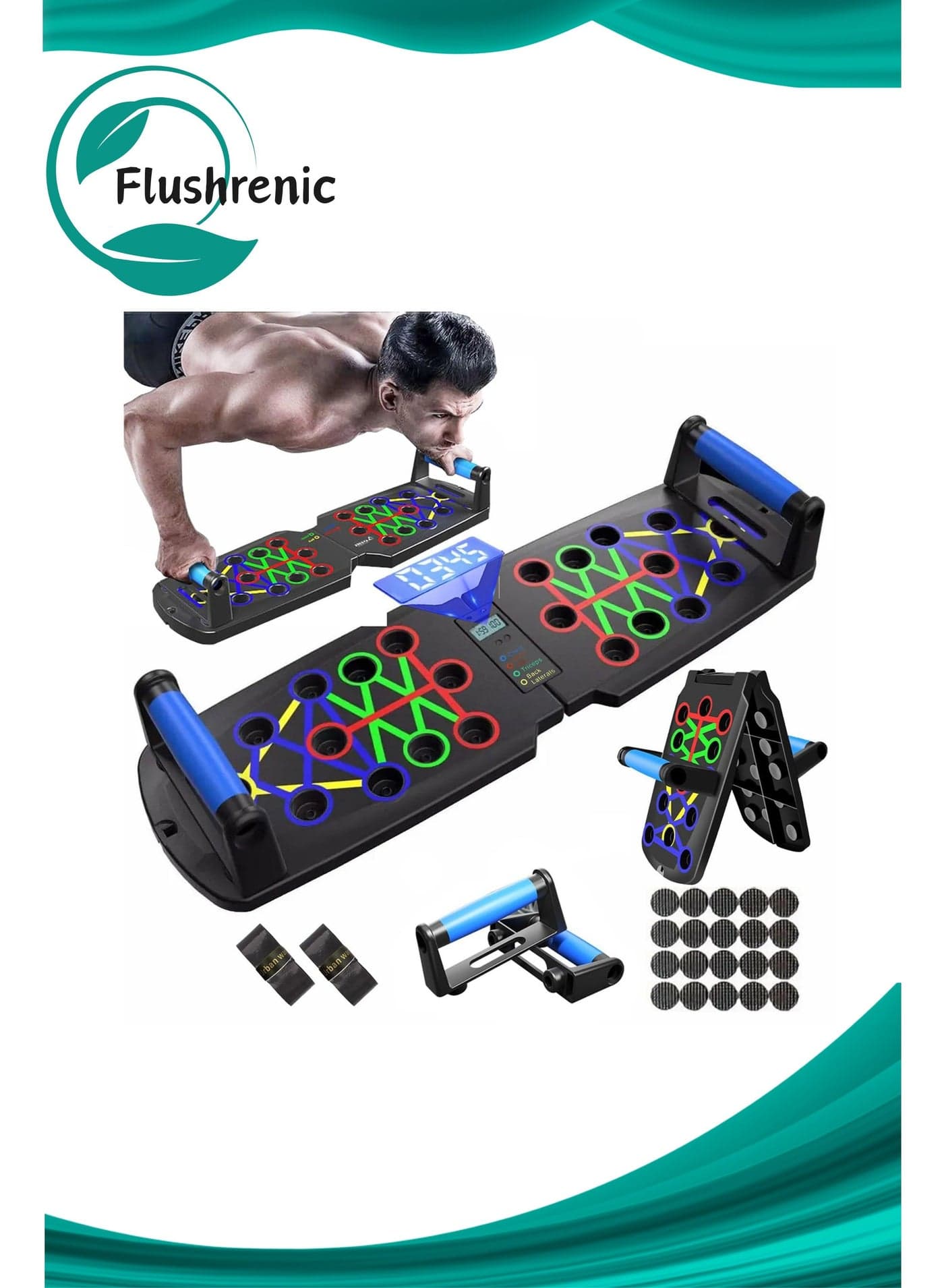 Push-up stand, 30-in-1 push-up board, multi-functional push-up bar, suitable for use on the floor, designed to strengthen arm, core, and back muscles, portable home gym strength training equipment, suitable for both men and women.