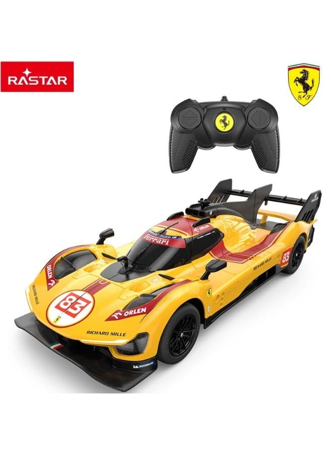 Rastar 1:24 Scale Ferrari 499P-N83 Yellow Remote Control Car, Officially Licensed Ferrari RC Toy Car for Kids