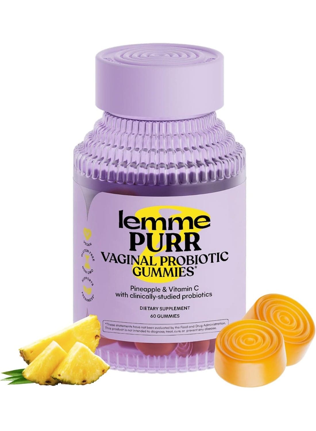 Lemme, Purr Women Probiotic Gummies for Women Pineapple, 60 Gummies