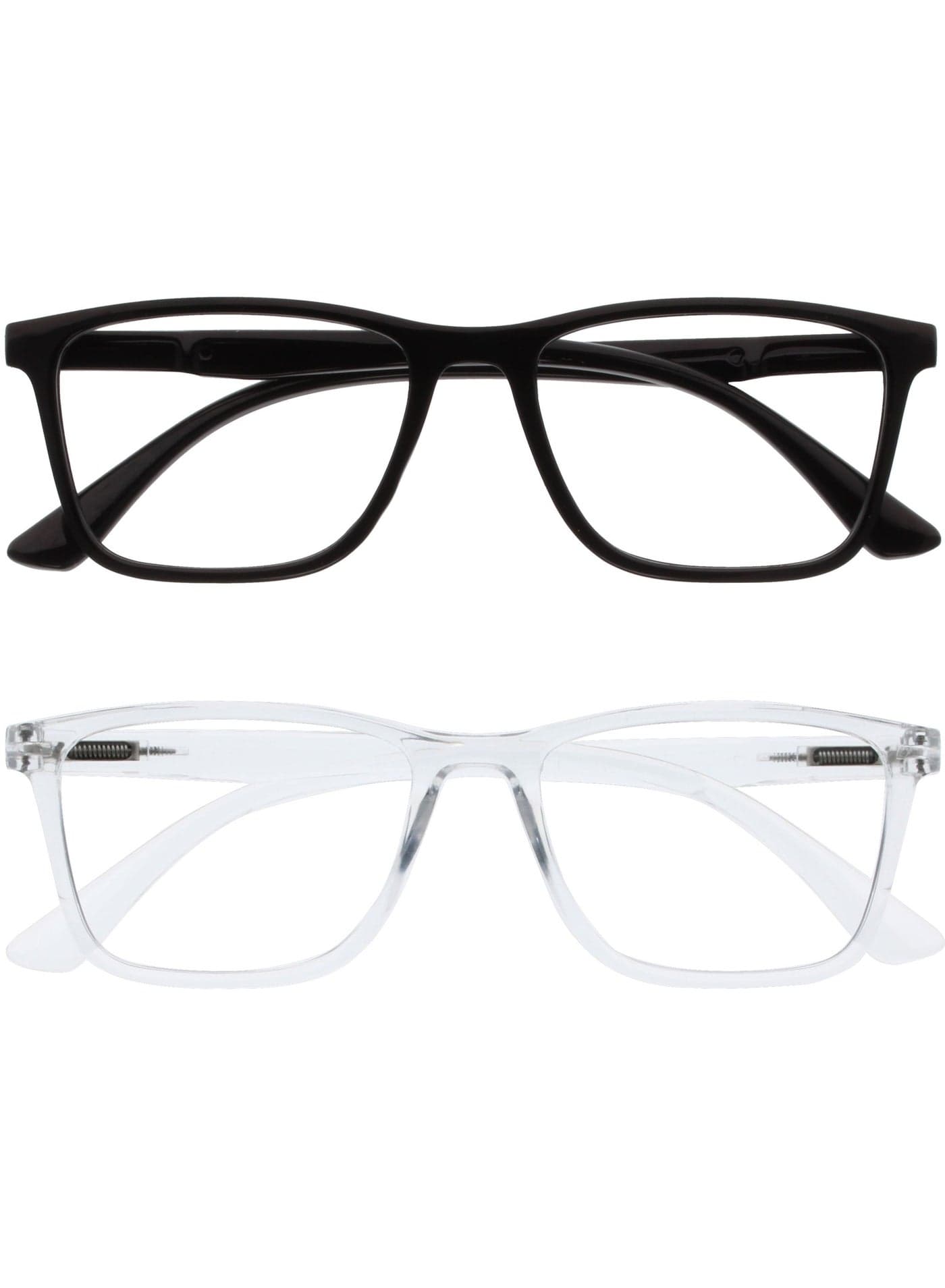 NYX Reading Glasses with Blue Light Blocking for Women Men, Rectangular Frame with UV & Eyestrain Protection, Anti-Glare Computer Gaming Glasses, Black, Clear +0.0 (Pack of 2)