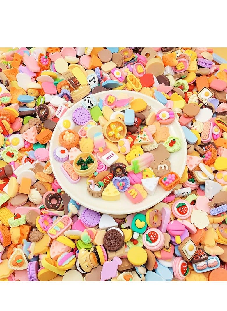50 Pieces Mini Food Toys,Drinks Bottle Toys,Pretend Food for Dollhouse Kitchen Accessories Mini Play Resin Food Toys,Mini Cooking Food Toy,DIY Ornaments Parts