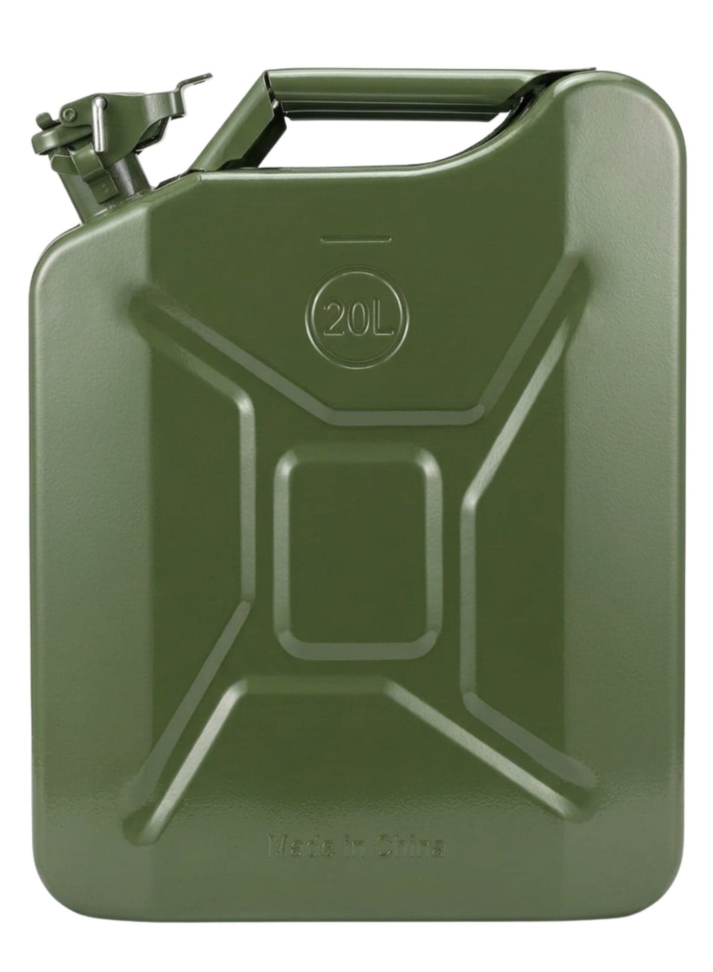 Metal Jerry Can, 20 Litre, Green, for Gasoline, Diesel, and Other Liquids