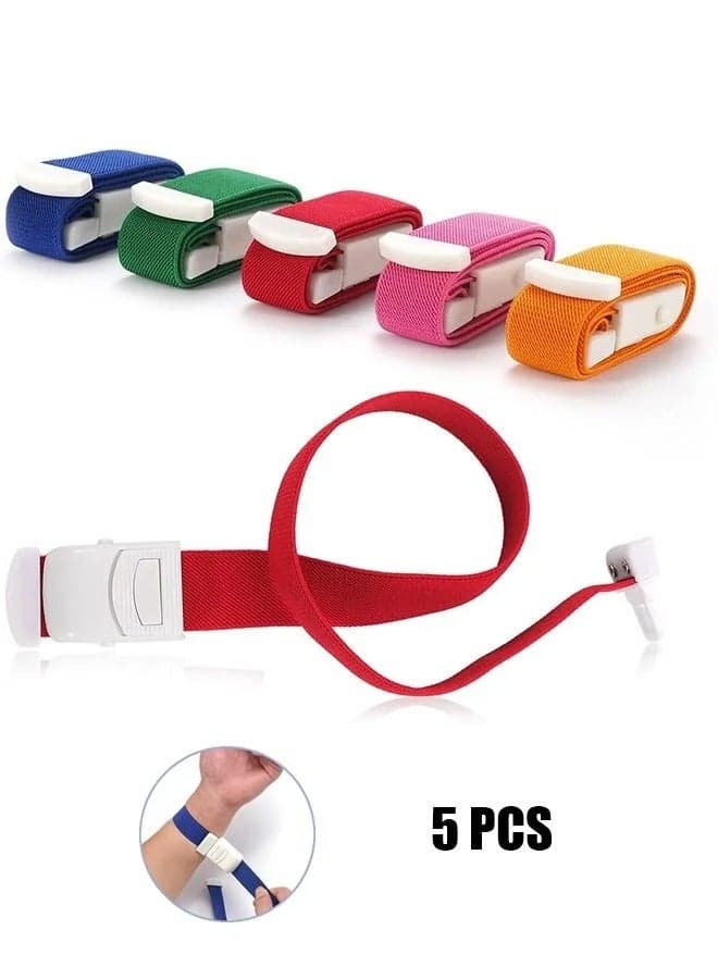 5 Pcs Adjustable Clasp Tourniquet Bandage, Medical Emergency First Aid Quick Release Elastic Strap Buckle Band, Emergency Tourniquet Buckle (Colorful)