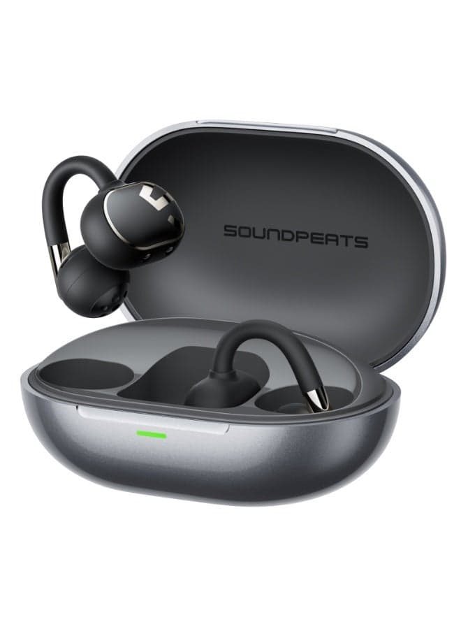 Clip1 Open Clip Wireless Earphones, Dolby Audio Hi-Res LDAC Stereo, Bluetooth 5.4 AI Noise Cancellation ENC IPX5 Fast Charging and App, Open Ear and Windproof Design black