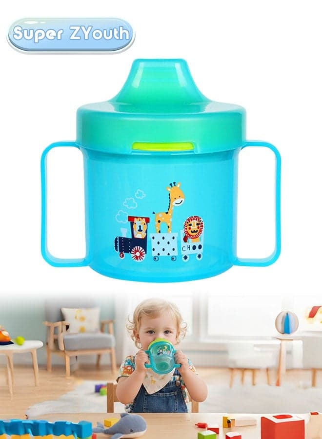 Baby Training Cup with Handles, Spill Resistant Spout Cup No Straw, BPA Free Baby Feeding Cup with Dust Proof Lid, Toddler Easy Grip Drinking Cup
