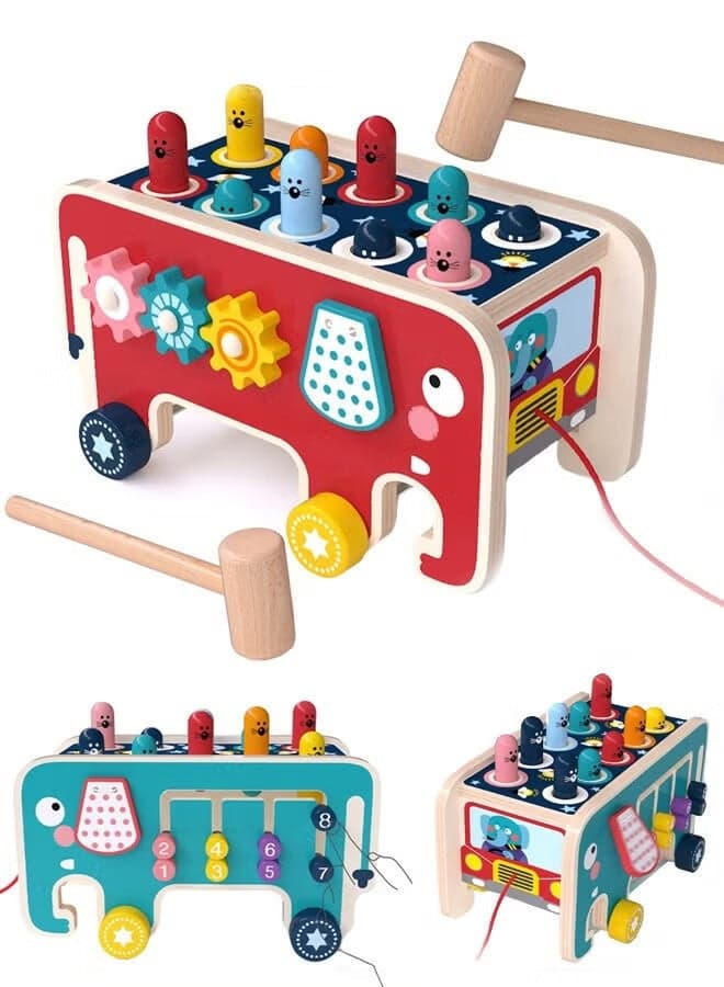 Wooden Hammering and Pounding Toys For Toddlers Educational Wooden Toy for Boys Girls Birthday Gift, Whack a Mole Game for Toddlers, Xylophone Gopher, Mouse and Hamster, Gift for Kids Aged 3+