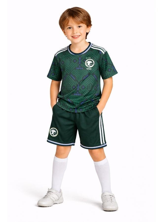 Kids Saudi Arabia Football Jersey & Shorts Set –Sportswear Kit for Boys