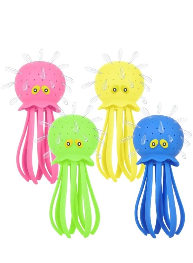 4-Pack Octopus Water Globe Toys | Squeeze & Splash Sensory Stress Balls | Water-Filled Bath & Pool Toys for Kids