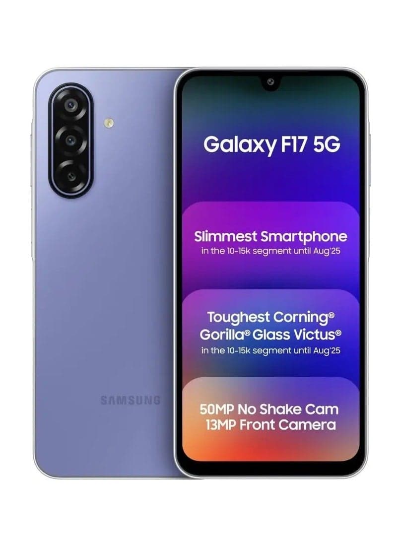 Galaxy F17 5G Violet Pop (4GB RAM, 128GB Storage) Android Smartphone | 6x OS Upgrades | Large Display | 50MP OIS Camera | Gorilla Glass Victus | IP54 Dust And Water Resistant | Indian Version
