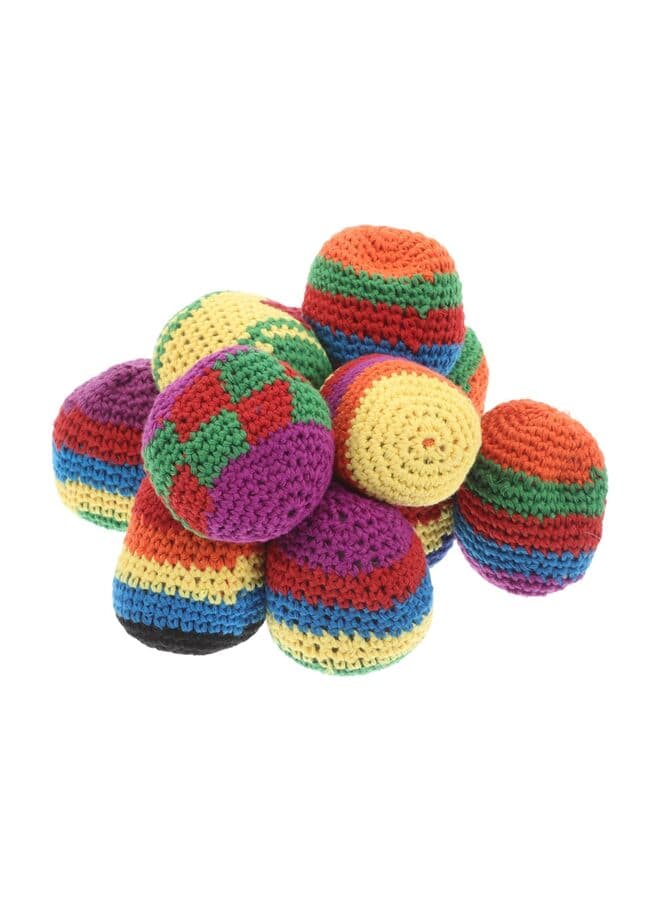 12PCS Knitted Bean Bags for Boy Girl Crochet Tossing Toys Soft Yarn Foot Bags for Indoor Fun Enhancing Motor Skills and Coordination Multicolored Designs