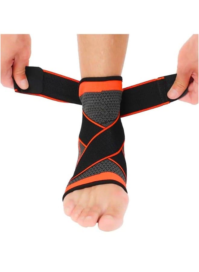 Ankle Support Brace Set Adjustable Compression Sleeve for Injury Recovery, Sprain & Joint Pain Relief, Foot Stabilizer with Arch Support Wrap