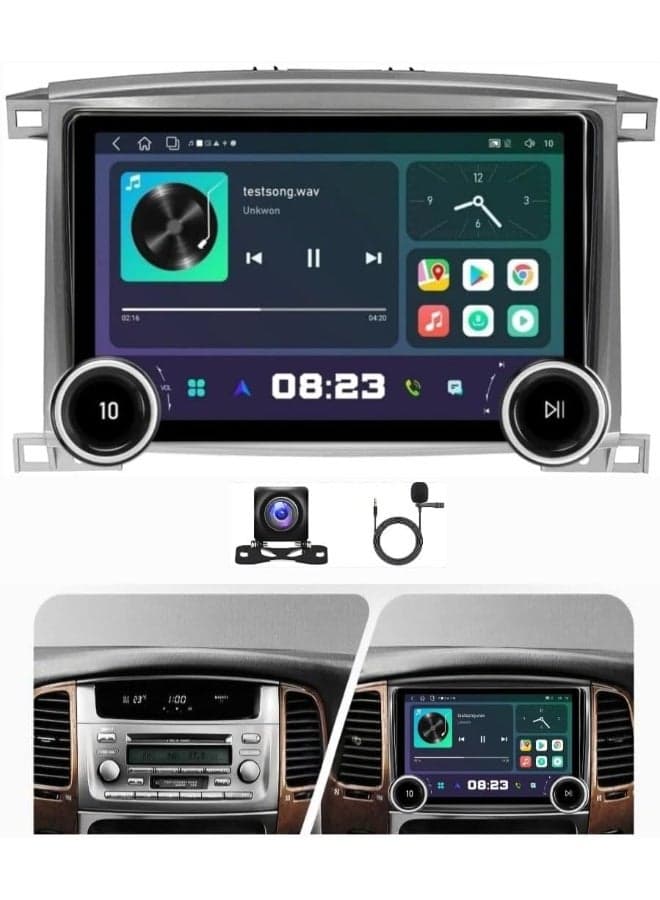 Android Car Stereo Screen For Toyota Land Cruiser 100 GX LC100 Lexus LX470 2002-2007 With Apple Carplay Android Auto Wireless WiFi AHD Camera Included Fast Interface 4G Bluetooth (4+64GB Diamond 2K)
