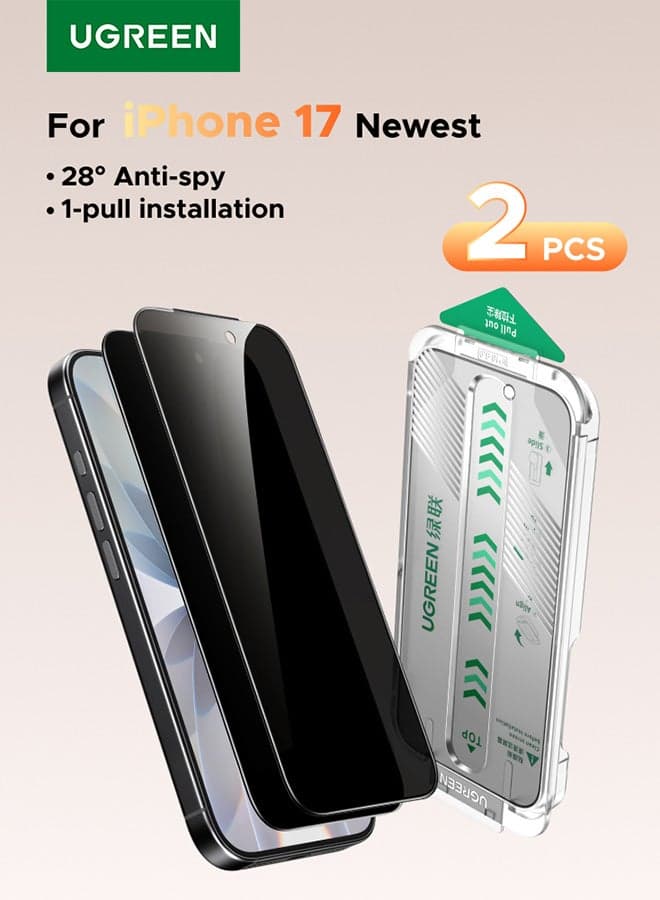 2Pack iPhone 17 Screen Protector With Auto Alignment Kit Anti-Spy, Privacy Protection, Anti-Fingerprint, Easy Installation, Shockproof Glass, No-Residue Adhesive, Smooth Touch black