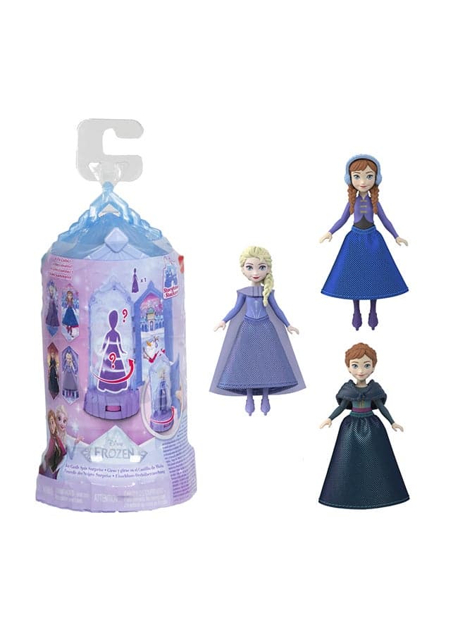 Frozen Surprise Small Dolls & Mini Castle Playsets with Spinning Doll Reveal, Ice Castle Spin Surprise from Movies (Styles May Vary)
