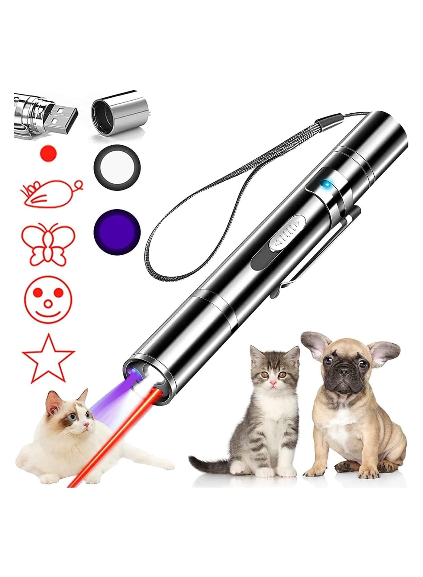 Laser Pointer Cat Toy, Dog Laser Pointer for Interactive Toys for Indoor Cats Dogs, Long Range 7Modes Lazer Projection Playpen for Kitten Outdoor Pet Chaser Tease