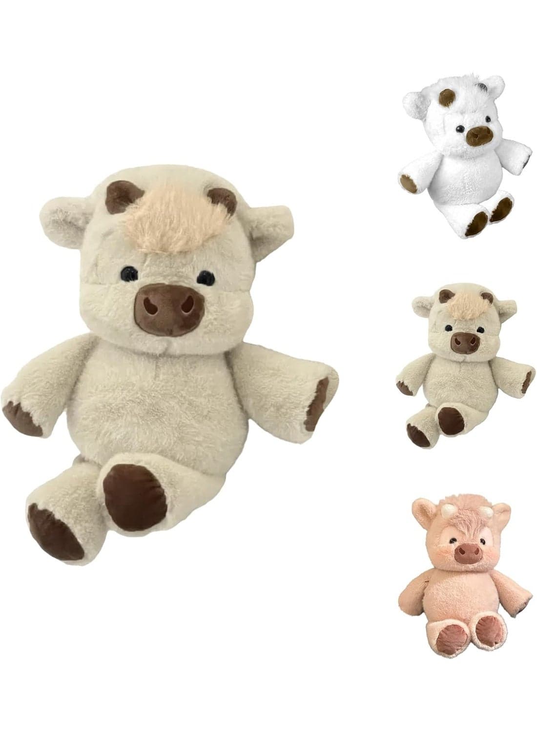Highland Cow Plush, Soft Stuffed Animal, Adorable Furry Running Cow Toy for Stress Relief, Emotional Support Plushie Gift for Adults