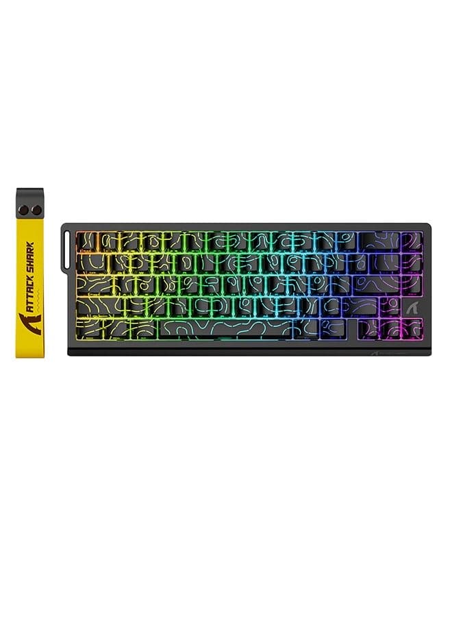 X68 HE Rapid Trigger Mechanical Gaming Keyboard 60% Wired with Adjustable Actuation,Hall Effect Magnetic Switch,8KHz Polling Rate,RGB Backlit,Top Mount,Side Printed Keycap(Black Contour)