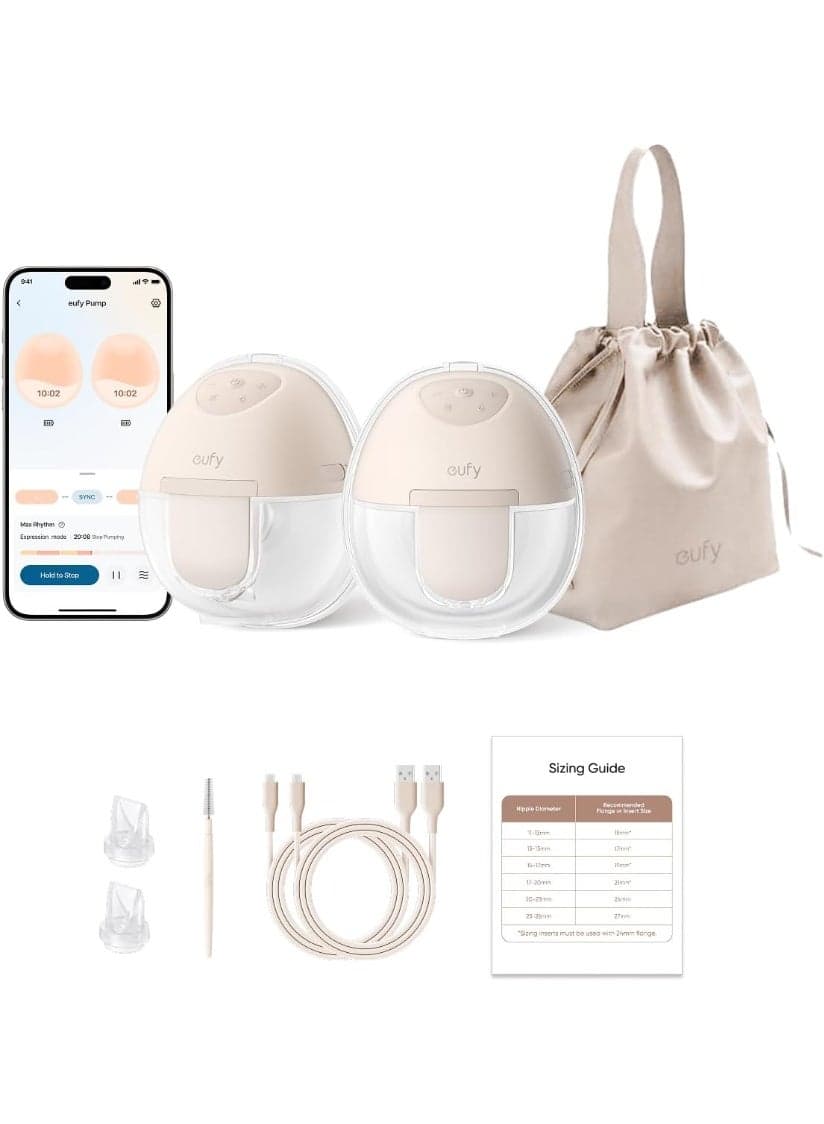 eufy Breast Pump E10, Wearable Breast Pump, Electric Hands-Free with App-Controlled Smart Rhythm Hospital-Grade Suction Portable Design Leak-Proof and Ultra-Quiet Performance