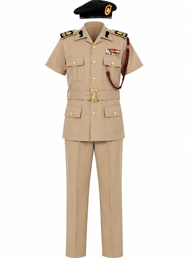 Kids Police Officer Costume Set for Boys – Khaki Police Uniform with Beret Fancy Dress Outfit for boys of age 8 to 9 years