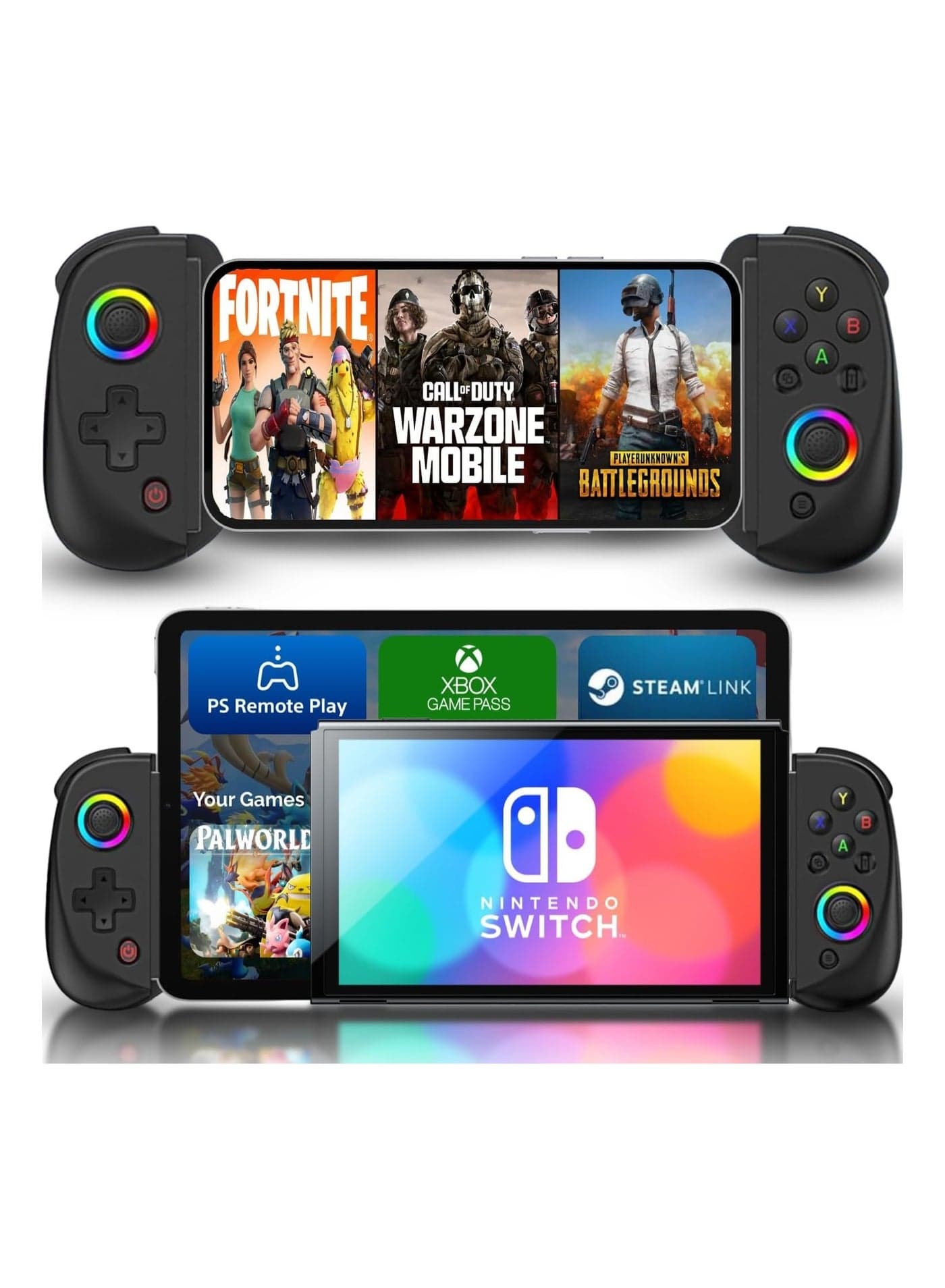 D8 Mobile Gaming Controller for iPhone/Android/iPad/Tablet, Play Xbox Cloud, Playstation Remote Play, Steam/PC, Switch! RGB Hall Joystick/Trigger Wireless Bluetooth Phone Game Controller