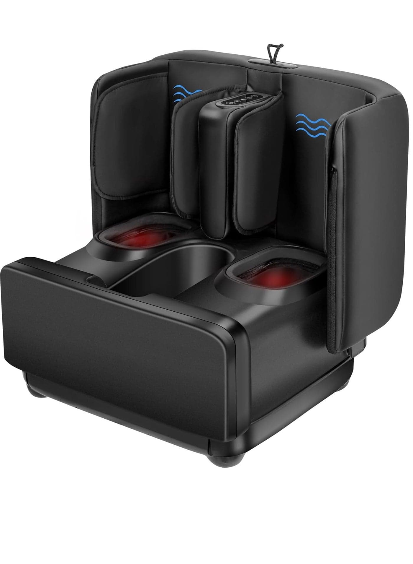 2-in-1 Shiatsu Foot and Calf Massager with Heat, Compression & Vibration – Pain Relief for Feet, Legs & Ankles – Electric Massage Machine & Heated Footrest Ottoman – EM-2196