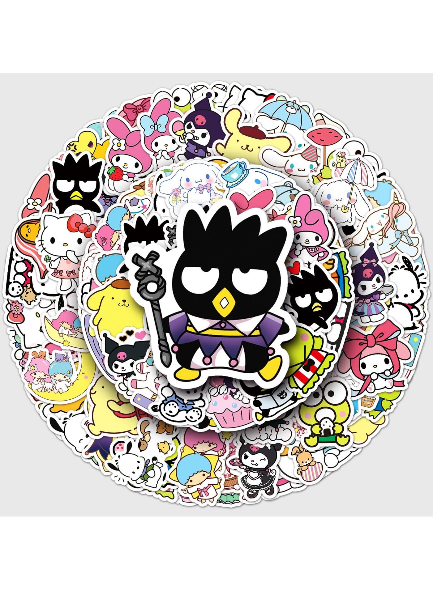 Sanrio, Kuromi Stickers for Laptop, Water Bottle, Luggage, Snowboard, Bicycle, Skateboard Stickers for Children, Teenagers, Adults, Waterproof, Aesthetic Stickers, Pack of 101