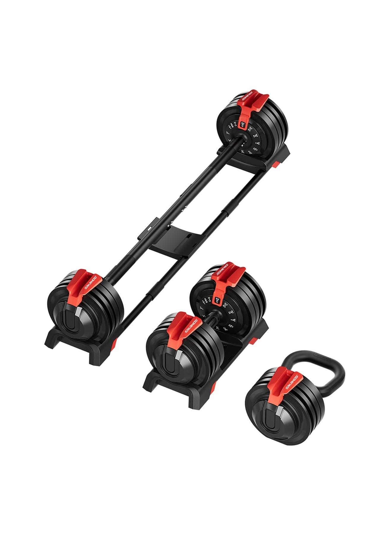 SAD-25 Adjustable 3-in-1 Dumbbell Set,3–24kg Quick Weight Change, Dumbbell, Barbell, Kettlebell,12 Gear Steel ABS Build, Digital Dial, Ergonomic Grip, Home Gym Workout Kit