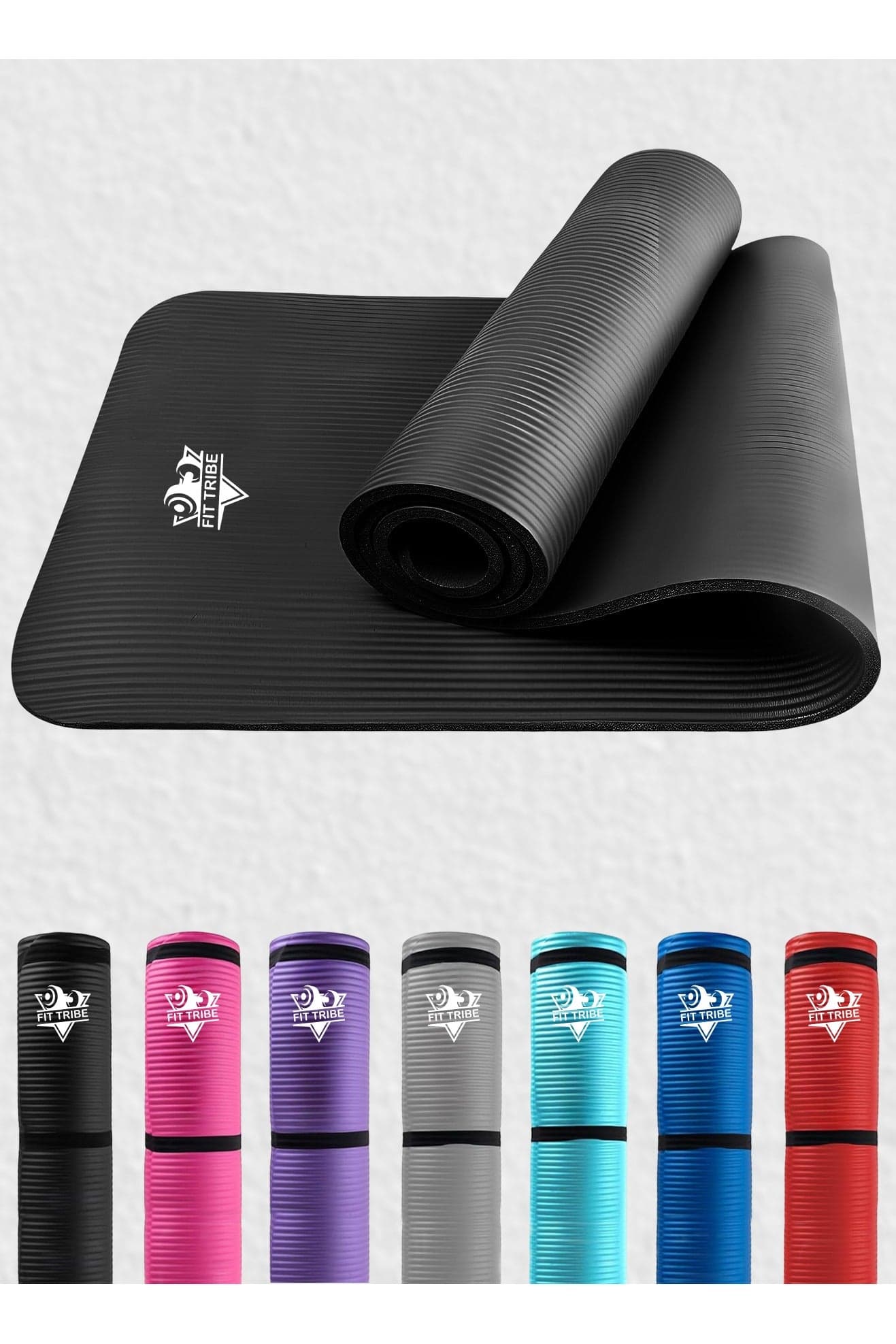 Yoga Mat Non Slip for Women & Men, Thick NBR Exercise Mat for Yoga, Pilates, Stretching & Home Workouts, High Density Anti-Slip Workout Mat, Durable Gym Floor Fitness Mat (Black)