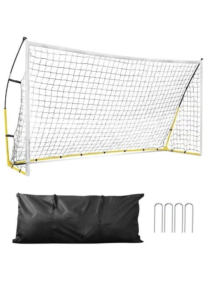 Portable Soccer Goal, 240x150cm Soccer Net, Adults Kids Backyard Soccer Net, Folding Soccer Goal with Carry Bag, Soccer Training Equipment Includes 4 Ground Stakes