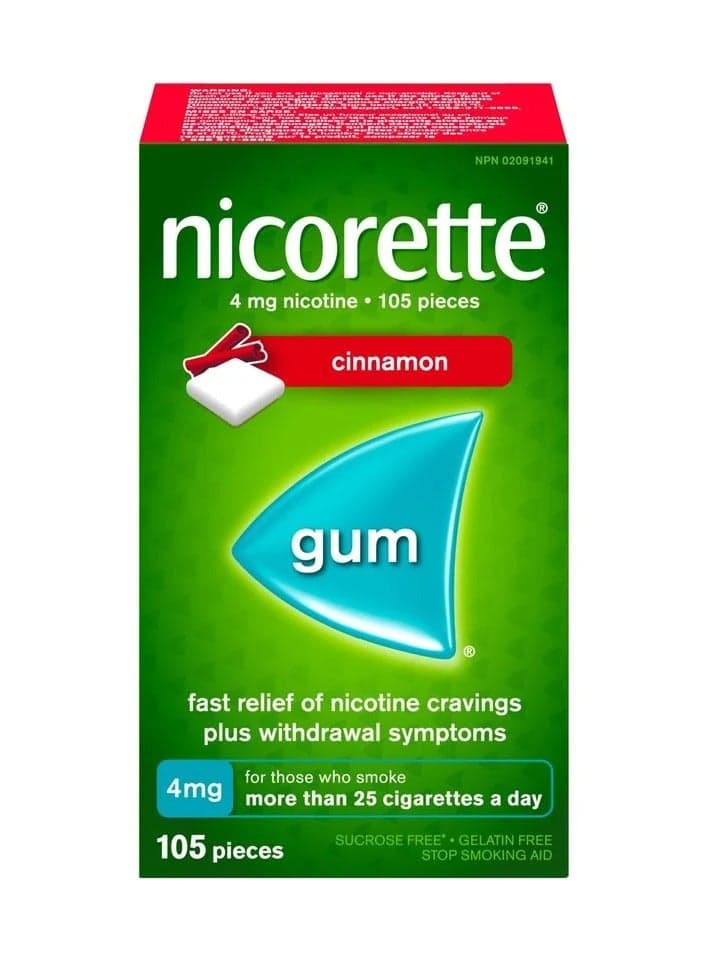 Nicorette Cinnamon 4mg Gum 105 Pieces