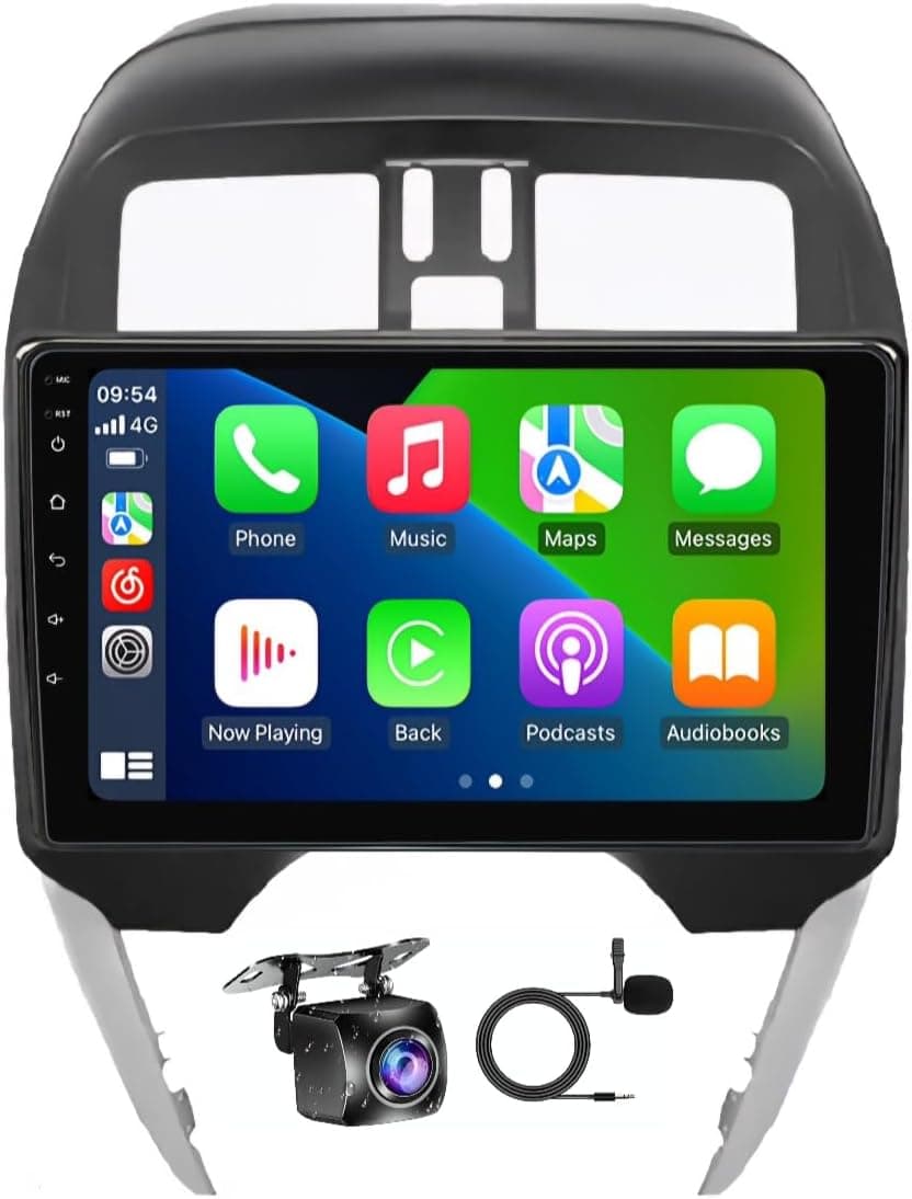 Fit Nissan Sunny Car Stereo Nissan Micra Versa Android Car Radio 2014-2020 With Apple Carplay Android Auto Wireless WiFi DSP FM&AM BT AHD Camera Included (2+32GB Carplay (B)