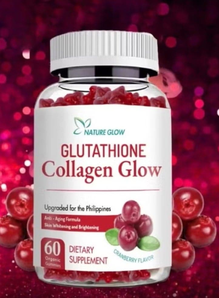 Collagen Glow with Glutathione – 60 Cranberry Gummies for Hair, Skin & Nail Health | Brightening & Youthful Skin Support