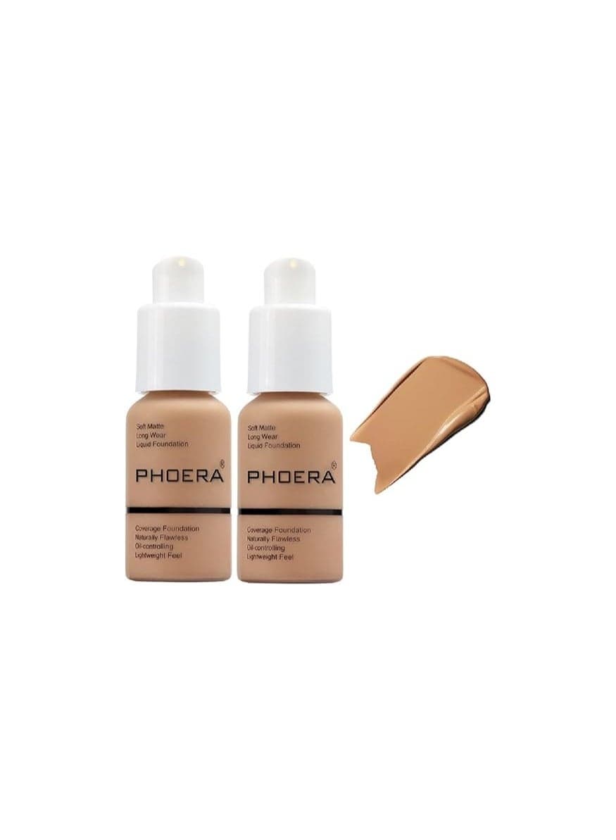 2 Pack Flawless Soft Liquid Matte Foundation Durable Waterproof Oil Control Concealer 105 Sand
