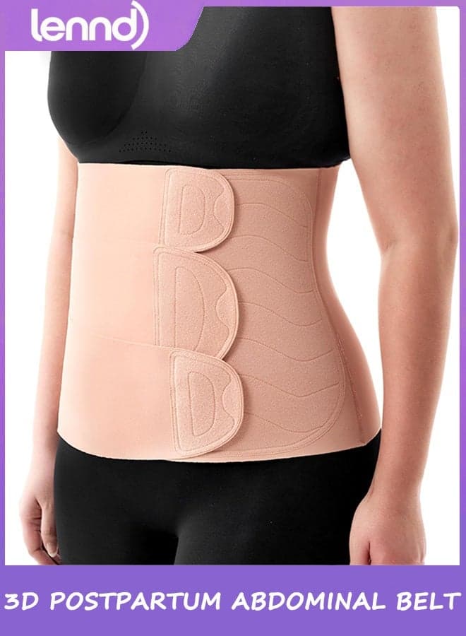 Postpartum Belly Band for Natural and C-Section Recovery, Abdominal Binder with 3D Abdomen Lifting & Ergonomic Back Support, Seamless Belly Wrap Shapewear for Post Surgery Recovery