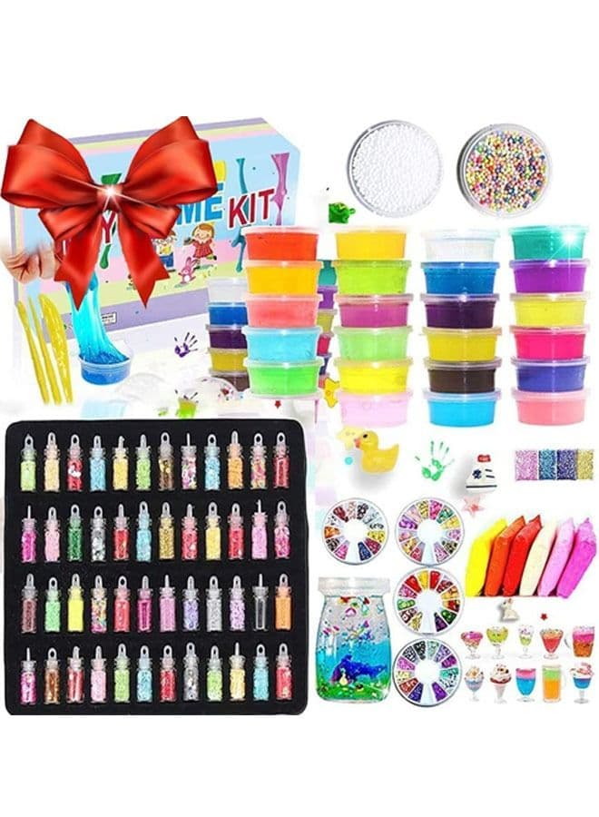 24 Colors 108 Pack Slime Supplies Included Air Dry Clay&Glitters Bottle Beads and More Accessories Toys for Age 3 4 5 Year olds Kids