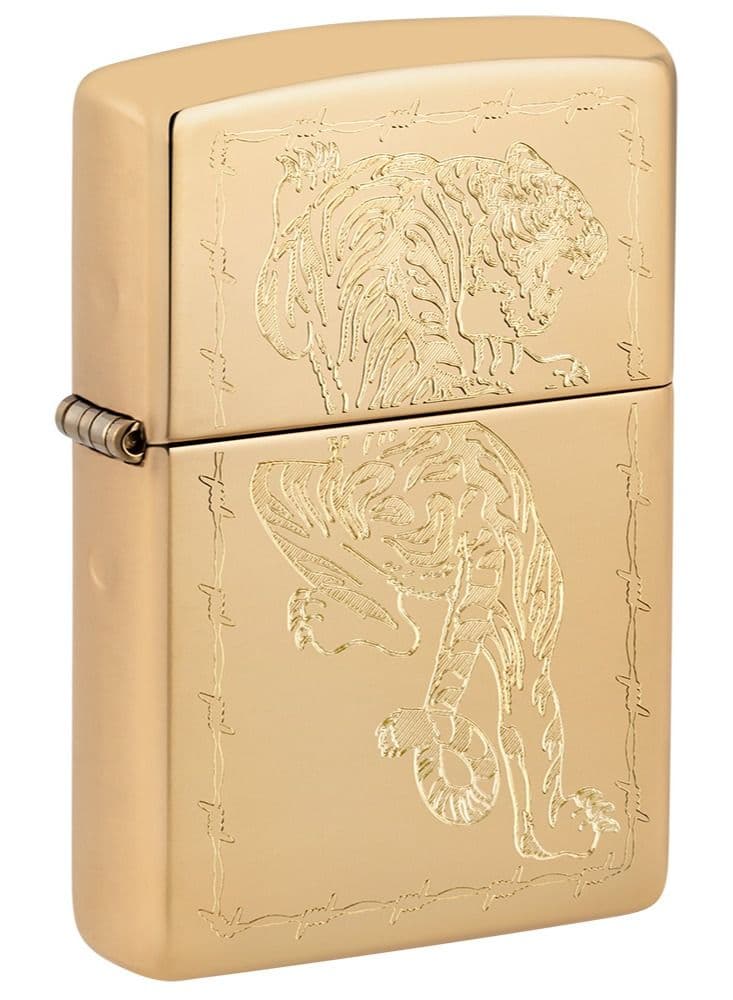 Ae400066 254B Tiger Design High Polish Brass Windproof Lighter