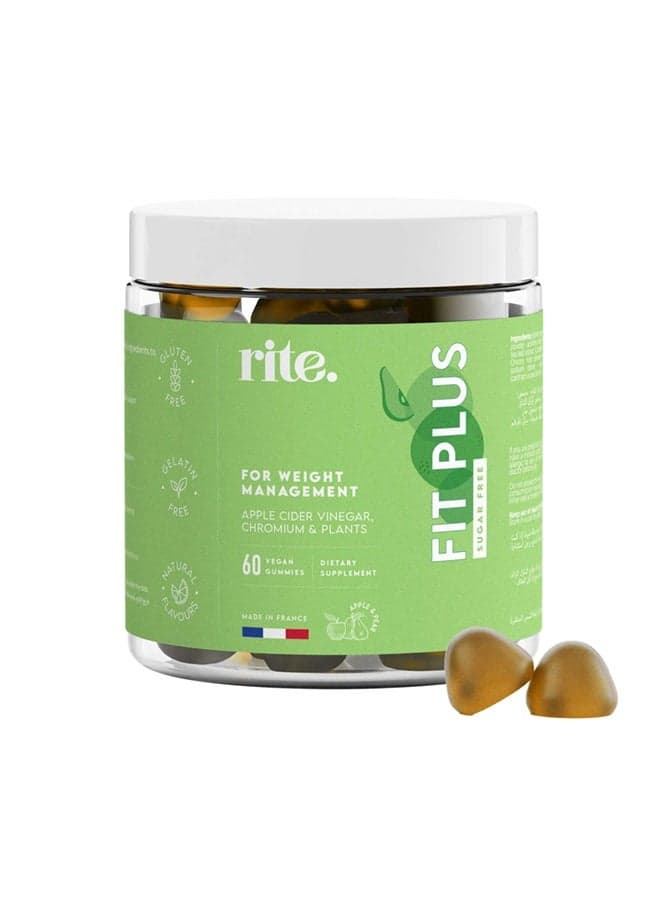 Rite Fit Plus Gummies, Prebiotics, Weight Management, Digestive Health, Cravings Support, Apple & Pear Flavour (60 Count, 1 Month Supply)