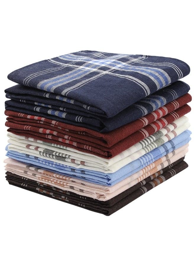 Men's Handkerchiefs, 12 Pack Gents Hankies Large Classic Hankies Bulk Set, Mens Premium Handkerchiefs Polyester Cotton Pocket Square Hanks for Men Women