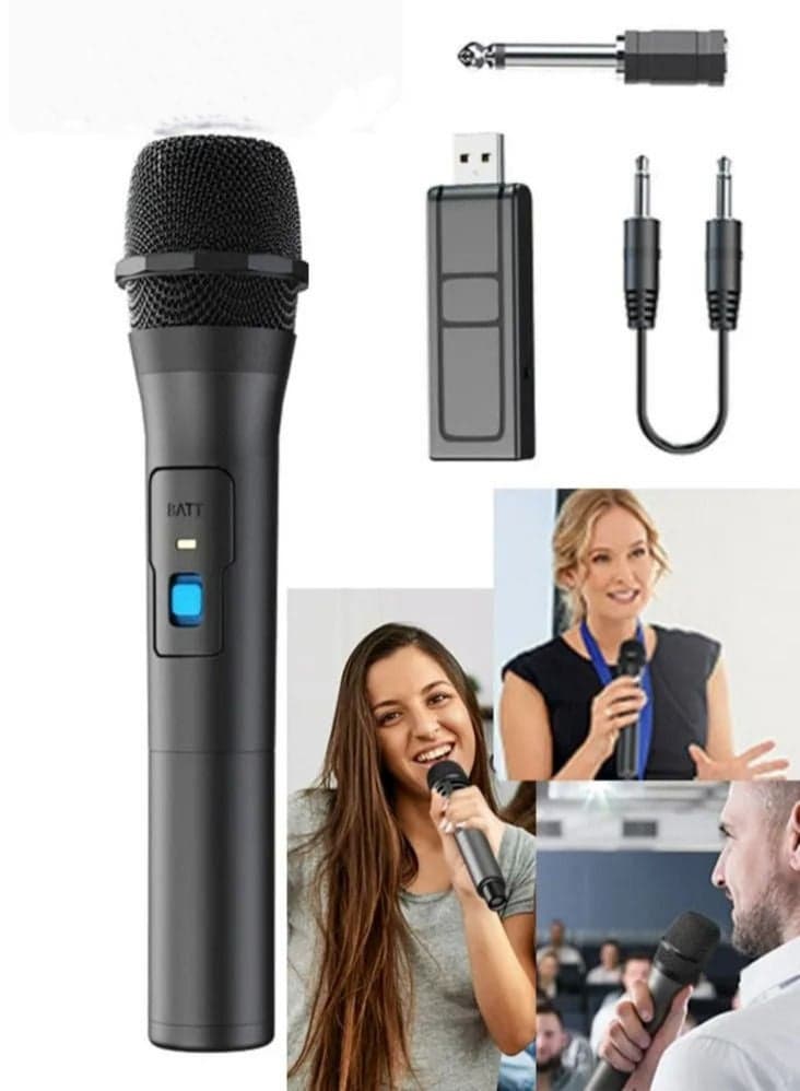 Wireless Microphone, Universal Handheld Karaoke Mic Speaker, Over 110 DB Outdoor Indoor Cordless Microphone System with USB Reciver for Singing, Karaoke, Speech, Wedding, Church