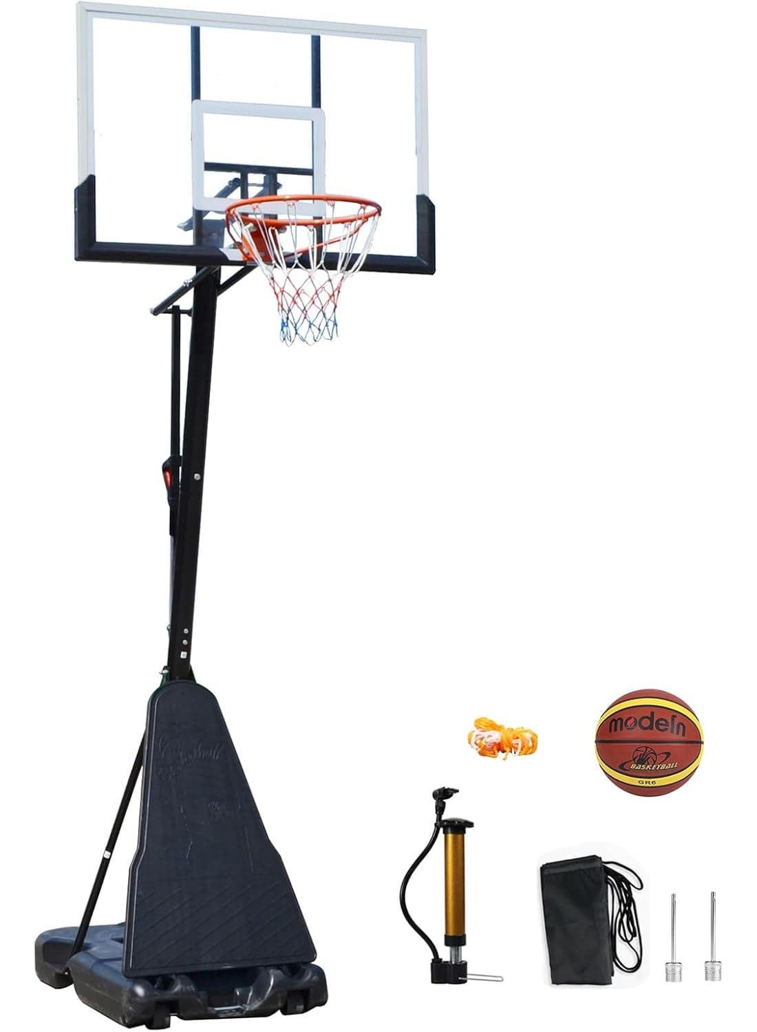 Basketball Hoop Outdoor, 2.45-3.05m Quickly Adjustable Height, 120cm Shatterproof Backboard and Portable Wheels, Basketball Goal System with for Adults/Kids/Teens in Pool/Driveway