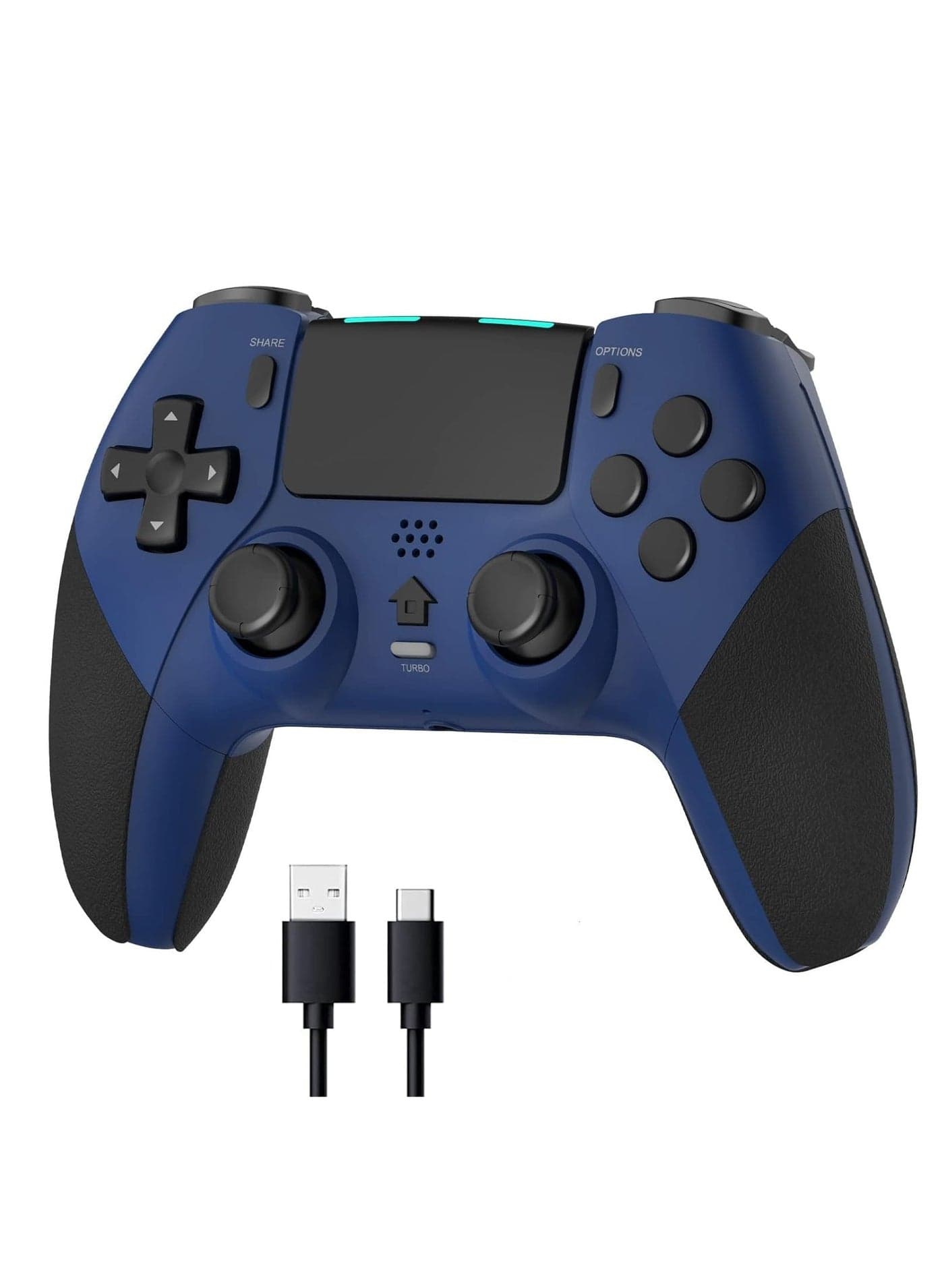 Wireless Controller for PS4, Game Controller Compatible with Playstation 4/Slim/Pro/PC, Built-in 800mAh Rechargeable Battery, Dual Vibration, 6-Axis Motion Control, Audio, Turbo (Blue & Black)