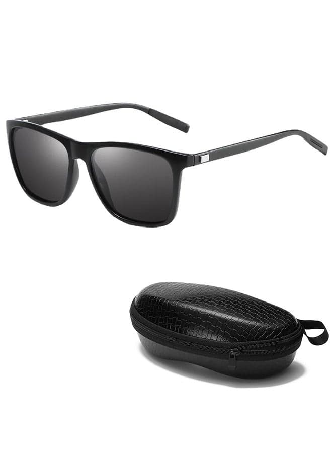Square Sunglasses Unisex Vintage Retro or Men Women Fashion Rectangle Sun Glasses with Glasses Case(Black)