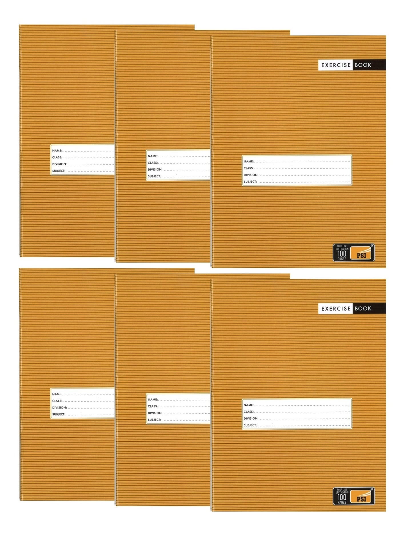 6-Piece Four Lined Exercise Notebook 100 Pages A5 Size