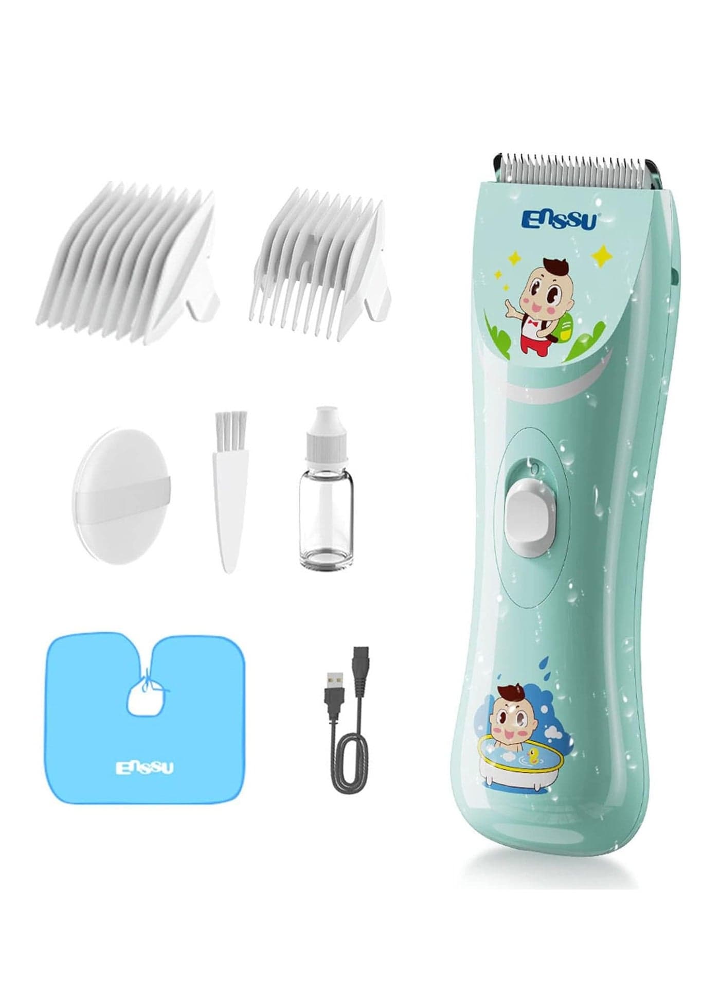 ENSSU Quiet baby Hair Clippers, Safety kids Hair Trimmers,Silent Chargeable Cordless Professional Hair Clipper for Baby kids Children infant