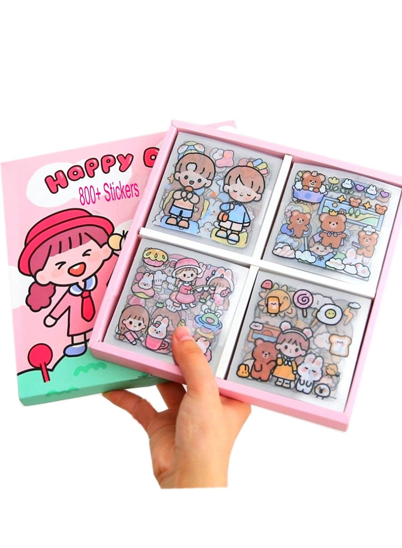 Stickers Set, 800Pcs/100 Sheets Cute Colorful Vinyl Adhesive Decorative Stickers for Scrapbook, Laptop, Phone, Journal, Water Bottle Sticker for Teens Girls Kids, Gift Package