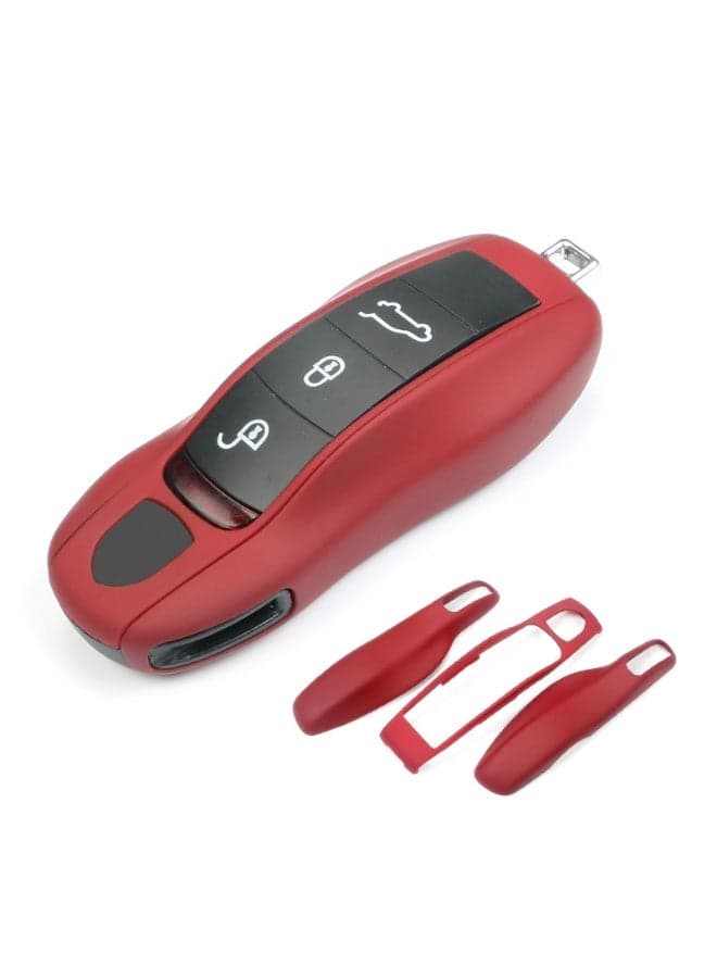3PCS Key Shells Fit for Porsche Key Fob Covers Shell,Compatible with Cayenne Panamera 911 718 Macan Boxster Cayman,Bordeaux Red