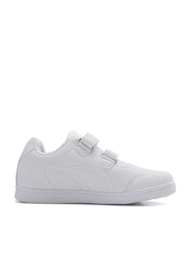 Boy Girl Shoes Hook and Loop Sports Shoes Child Leather Lightweight Breathable Athletic Running Sneakers for Unisex Kids School Shoes White