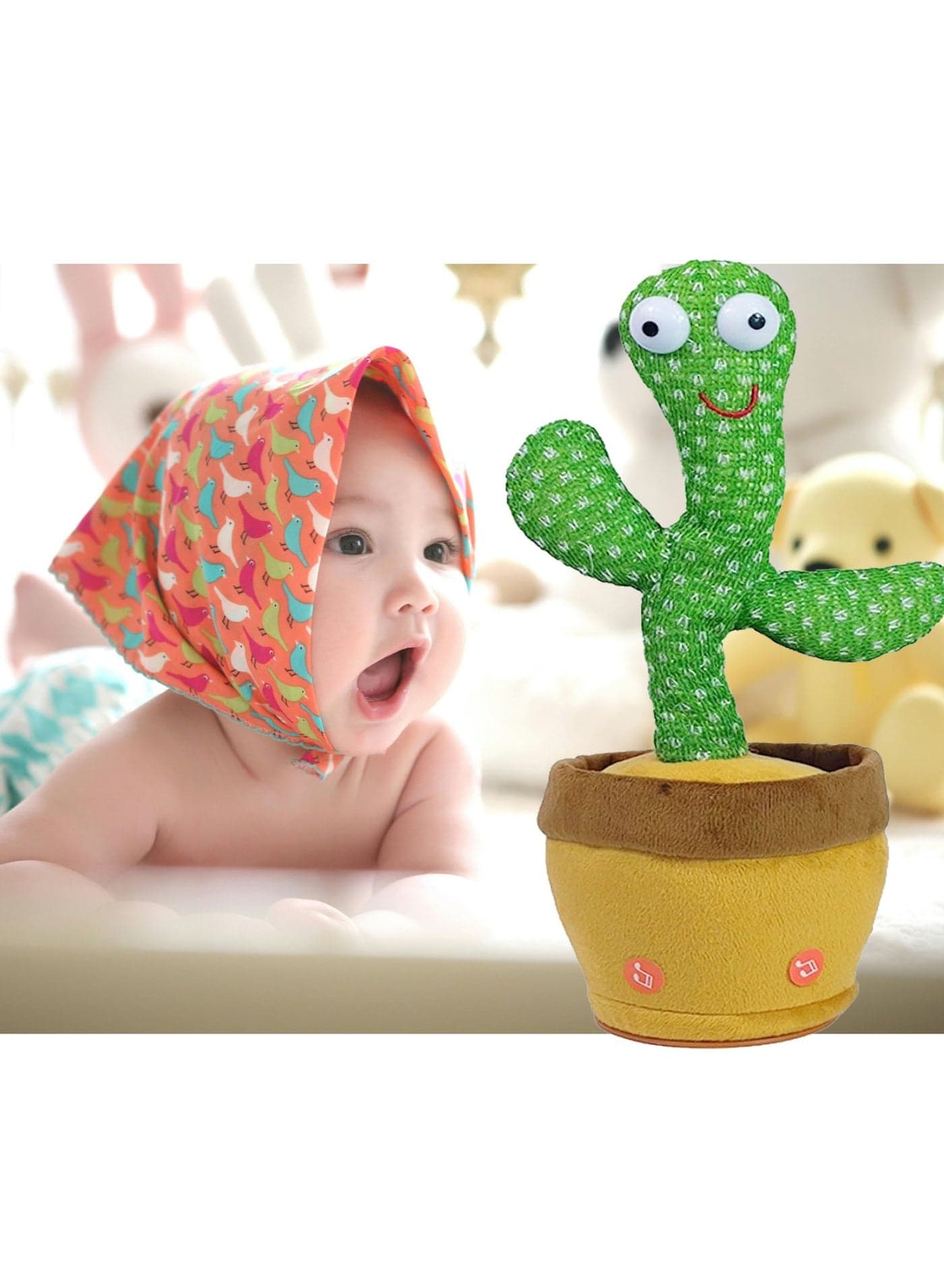 Singing Dancing Cactus for Kids, Talking Recording Mimic Repeating Sings English Songs Electronic Light Up Plush Toy