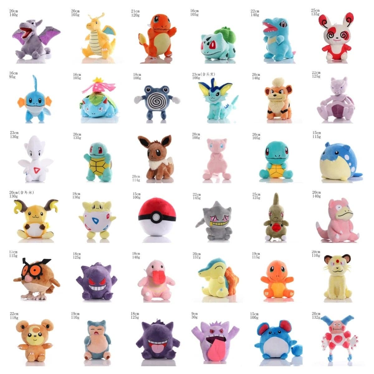 Randomly send one 140 Styles 8-Inch Stuffed Animal Toys – Pikachu, Psyduck, Charmander, Squirtle, Bulbasaur Plush Dolls, Soft Cuddly Pokémon Gifts for Kids and Collectors